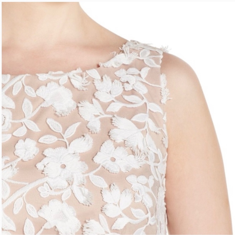 Aidan Maddox White Nude Sleeveless Chiffon Lace Dress Size 0 Retail $220 - Picture 3 of 12